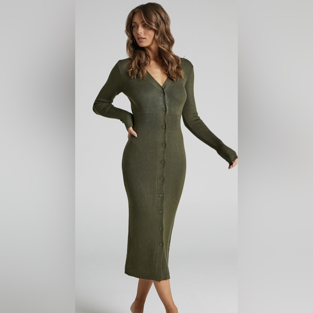 Showpo Leahanna Button Front Midi Dress